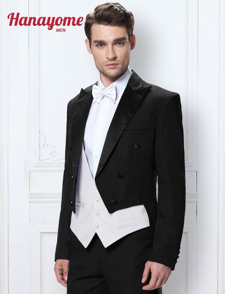 

new tuxedo short vest dark green sleeved suits long tuxedo men's three piece set wedding tailcoat & pants 4 colors d290, White;black