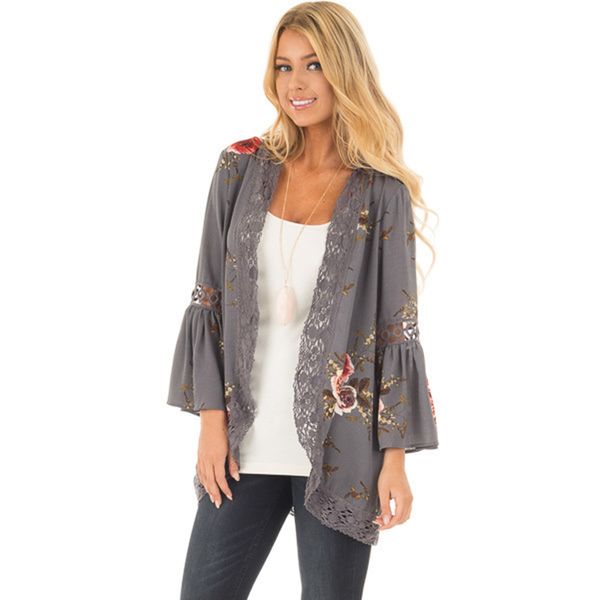 

lace hollow out plus size basic jackets women coat casaco feminino autumn fashion women print clothes harajuku roupas coats thin, Black;brown