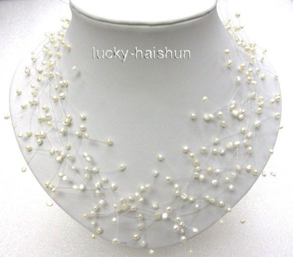 

wholesale >>exquisite white freshwater pearls necklace 16, Silver