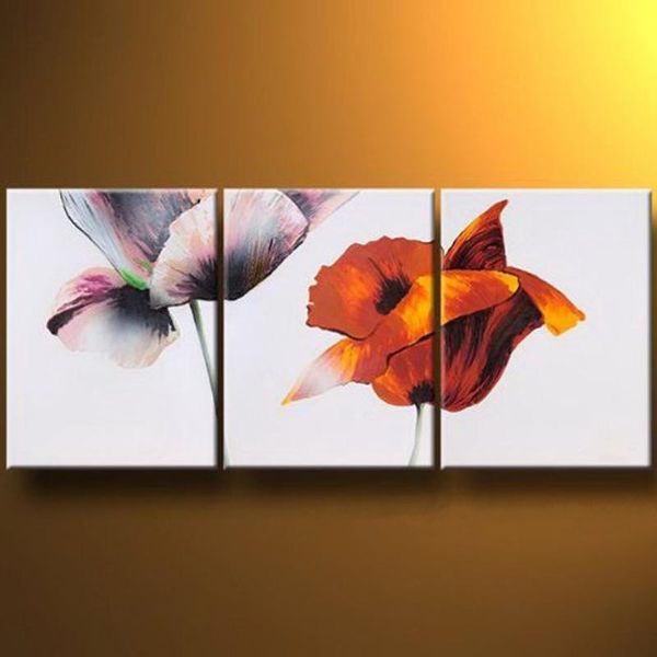 

3 panel pictures modern home decor wall art hand-painted abstract flower oil painting handmade canvas art floral paintings