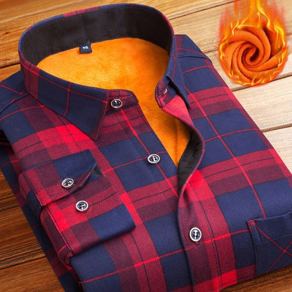 

fashion men winter thick flannel warm plaid dress shirts long sleeve men's work shirts casual slim fit camisa social 5xl, White;black