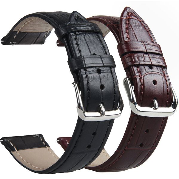 

new watch bracelet belt black watchbands genuine leather watch band 18mm 20mm 22mm strap accessories wristband, Black;brown