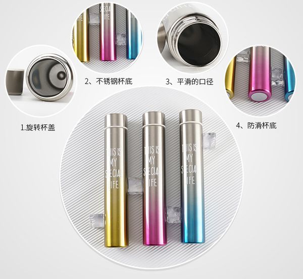 

straight cup insulated double wall 304 stainless steel water bottles office mugs thermos vacuum cup 5 colors