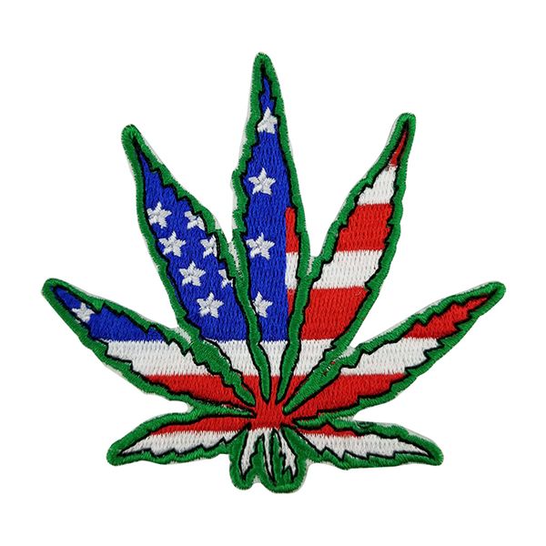 

Новый горшок Marijuan лист США флаг логотип вышитые патч железа на хиппи одежда