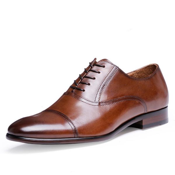 

brand full grain leather business men dress shoes retro patent leather oxford shoes for men size eu 38-43, Black