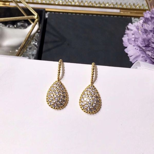 

2018 fashion drop earrings full of ear hook earrings asian gold copper plated 18k white gold pattern pendant earrings, Golden