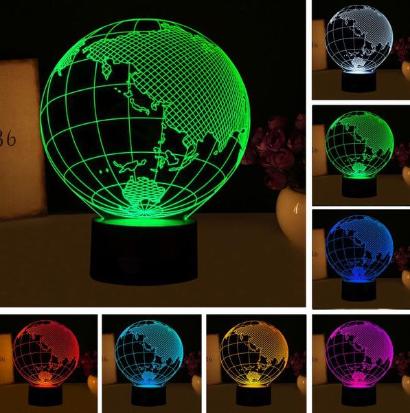 3d lamp earth asia oceania globe map led night light change lams switch touch remote home decoration vision stereo lamp xmas gifts novelty birthday globe map 3d