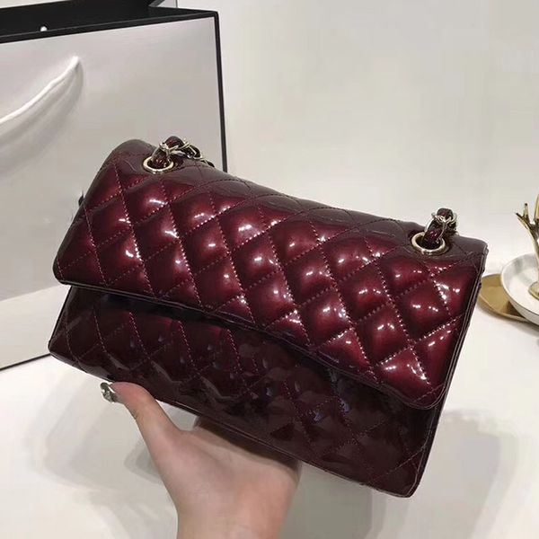 

женщины роскошные бренды двойной лоскут цепи сумки лакированной кожи сумки желе