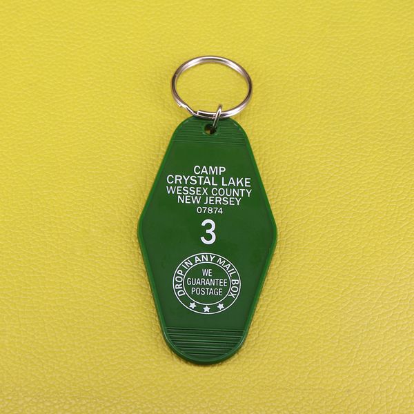 

friday the 13th inspired camp crystal lake key tag rest and relaxation since 1935 keychain, Silver