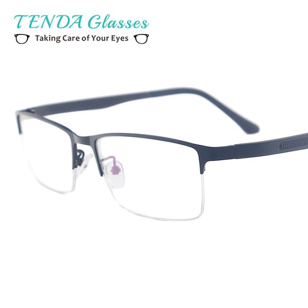 

fashion rectangular men eyewear metal half rim spectacle frame for prescription multifocal lenses, Silver