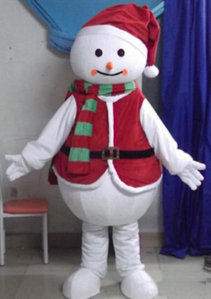 

2018 cute brand cartoon new professional red cute snowman mascot costume fancy dress, Red;yellow