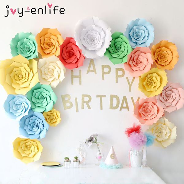 

joy-enlife 2pcs 20cm diy paper flowers backdrop decor hen party kids birthday party wedding home room decor supplies