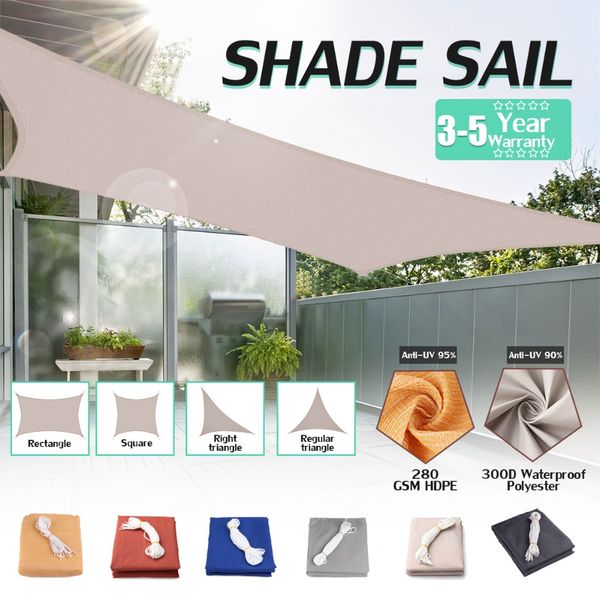 

300d 4x2m/3x2m waterproof polyester rectangle awning sun shading net sun shade sail outdoor shelter black grey color