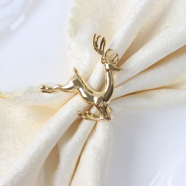 

4 x christmas deer napkin ring gold/silver napkin buckle l wedding party table decoration accessories