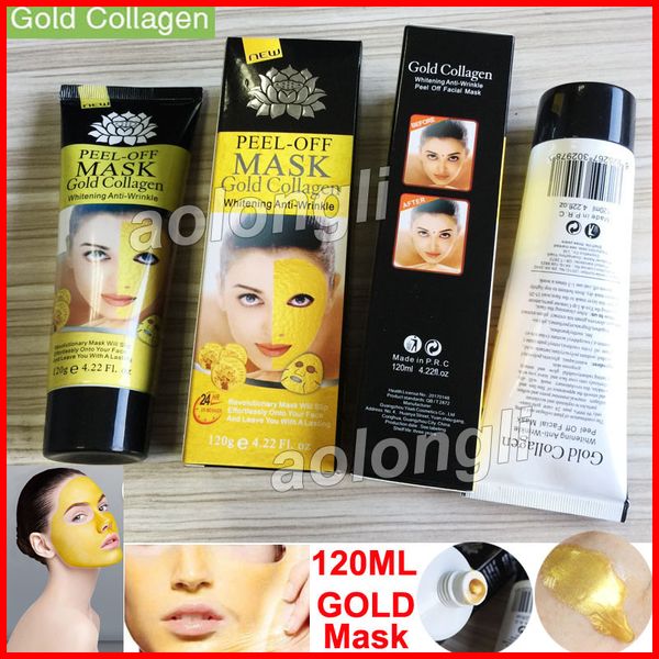 Goldene Peel-off-Gesichtsmasken, Tiefenreinigungsmaske, Gold-Kollagen-Porenreiniger, 120 ml, Mitesser-Gesichtsmaske, Mineralien-Maske, DHL-freies Verschiffen