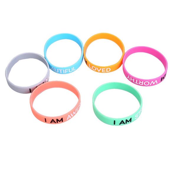 

1pc and i am me strong awersome sport silicone racelet wristband, Golden;silver