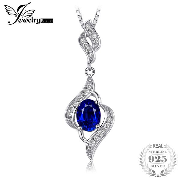 

jewelrypalace elegant 1.95ct created blue sapphire 925 sterling silver pendant necklace wedding fine jewelry not include a chain