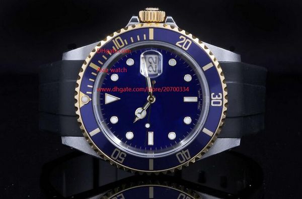 

sapphire 116613 116613lb rubber bracelet blue automatic mechanical ceramic bezel 40mm mens men's watch watches, Slivery;brown