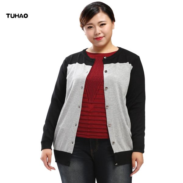 

tuhao 2018 autumn winter office lady women jacket cardigan plus size 10xl 8xl 6xl coats female knit sweater casual sweater ms, White;black