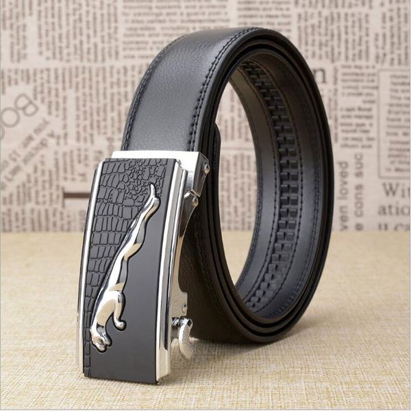 

2018 leopard alligator automatic buckle leather belts male jeans belt strap oversize 125cm 130cm quality guarantee zlb330, Black;brown