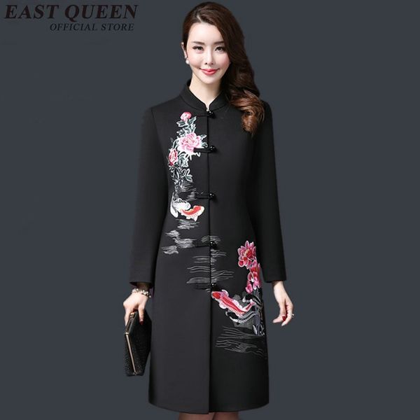 

vintage embroidery traditional chinese clothing women autumn jacket 2018 new arrivals long coat 3xl 4xl 5xl aa2893 yq, Red