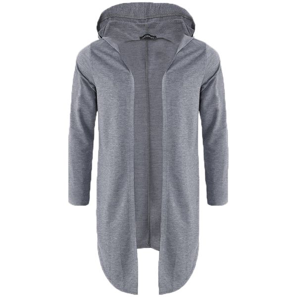 

2018 autumn men hoodies long mantle sweatshirt fashion long sleeve hooded hip-hop casual streetwear male cloak coat jacket s-3xl, Black