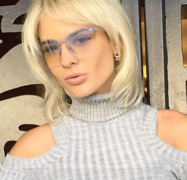 

new square lens sunglasses ms. red plastic glasses men's sunglasses transparent candy-colored party with box nx, White;black