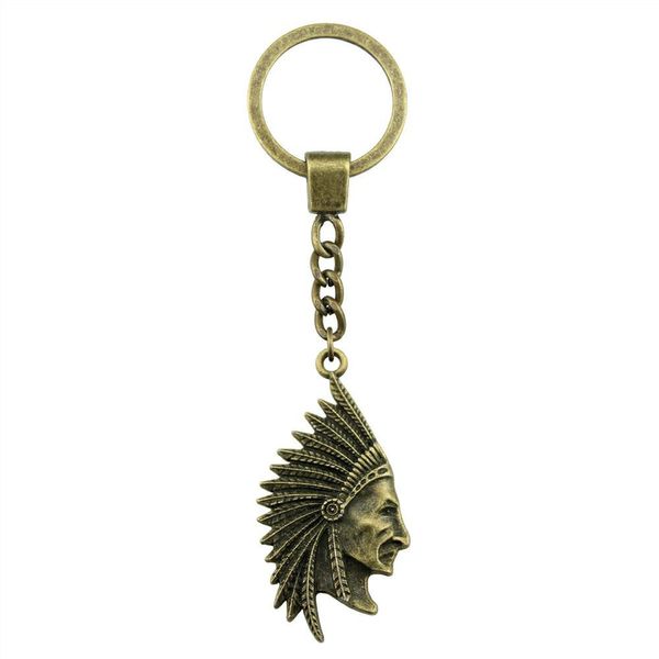 

6 pieces key chain women key rings for car keychains with charms indian chief primal tribal chieftain 55x28mm, Slivery;golden