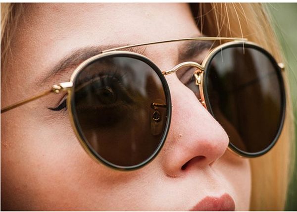 

new arrial steampunk sunglasses women men metal frame double bridge glass lense retro vintage sun glasses goggle with box, White;black