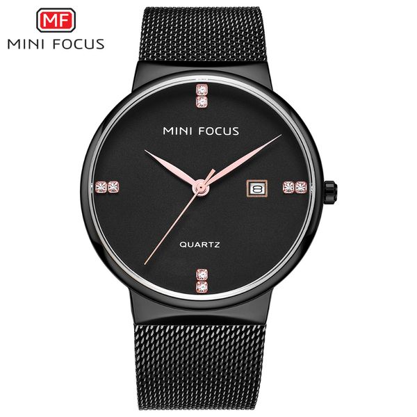 

2018 new fashion brand minifocus stainless steel strap mens watches business quartz watch casual clock relogio masculino, Slivery;brown