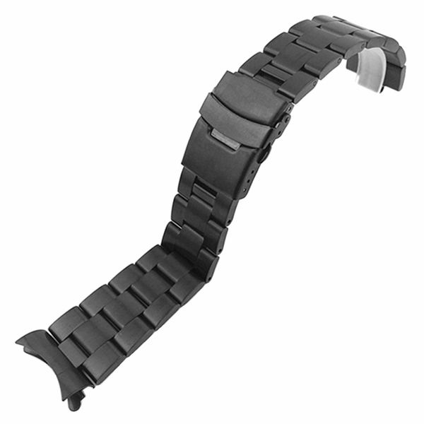 

20mm 22mm solid stainless steel link bracelet wrist watch band men watches bands strap watch replacement curved ends, Black;brown