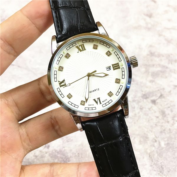 

popular luxury woman watch quartz genuine leather black/brown luxury diamond daydate big dial relÃ³gios de luxo wholesale price, Slivery;brown