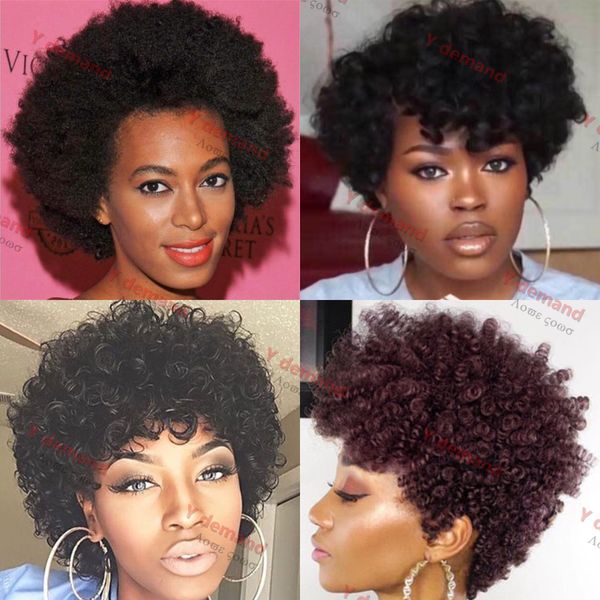 

4 styles short kinky curly hair full wig synthetic wigs virgin hair brazilian malaysian indian hair wigs for black women
