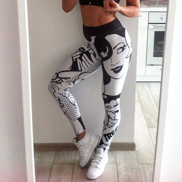 

letter printing fitness yoga pant sports contrasted color leggings sports tights mesh yoga leggings pants running for women, White;red