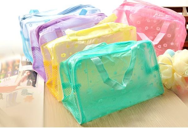 

real bolsa neceser maquillaje organizador women cosmetic bag transparent palette plastic bags nude water resistant toilet pvc flowers