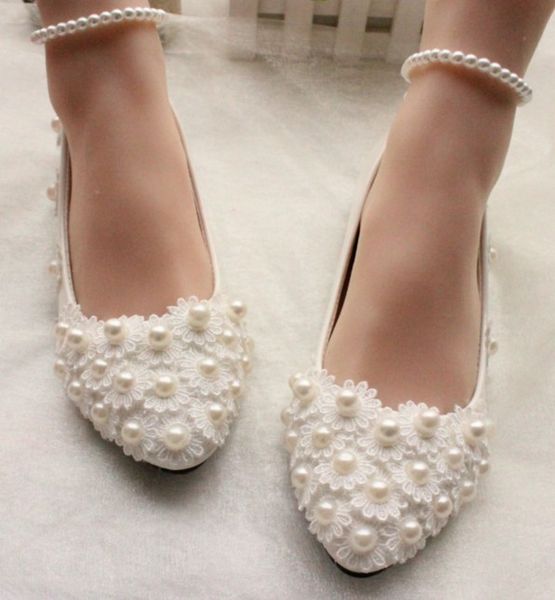 

Новый стиль кружева Перл плоские туфли принцесса мода обувь вечерние свадебные с
