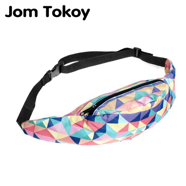 

jom tokoy new 3d colorful waist pack for men fanny pack style bum bag color geometry women money belt travelling waist bag