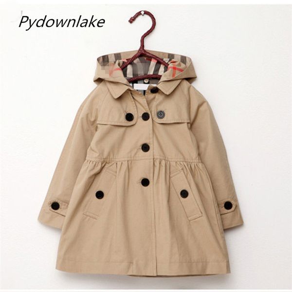 

2018 new children 039 clothing girl pring and autumn prince coat olid color medium long ingle brea ted trench baby outerwear