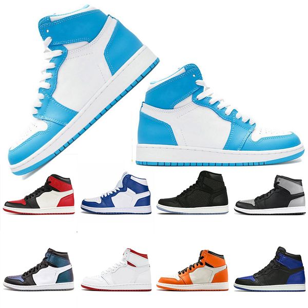 

unc shattered backboard bred toe men women 1s high basketball shoes running shoes red chicago sneakers size eru40-46