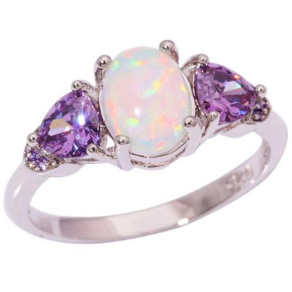 

fashion moonstone ring purple crystal sliver color engagement ring wedding rings for women jewelry anillos mujer, Slivery;golden