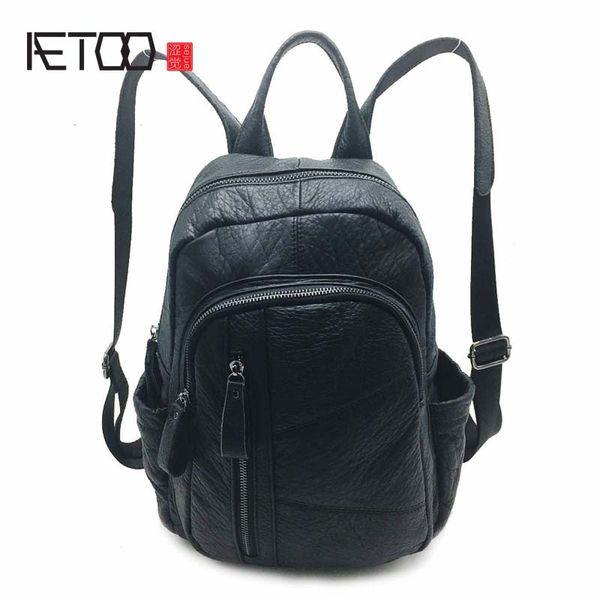 

aetoo genuine leather women's backpacks small bag shoulder travel bags vintage backpacks for teenage girls school bags new