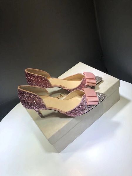 

new arrival womens gradual change high heel pumps pointed toes dress jc wedding party paillette bowknot shoes size 35-40, Black