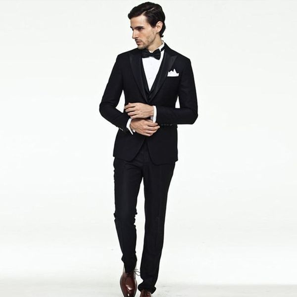 

2018 black peaked lapel men suits wedding suits for man custom made bridegroom prom tuxedos formal man evening dress blazer 3 pieces, Black;gray