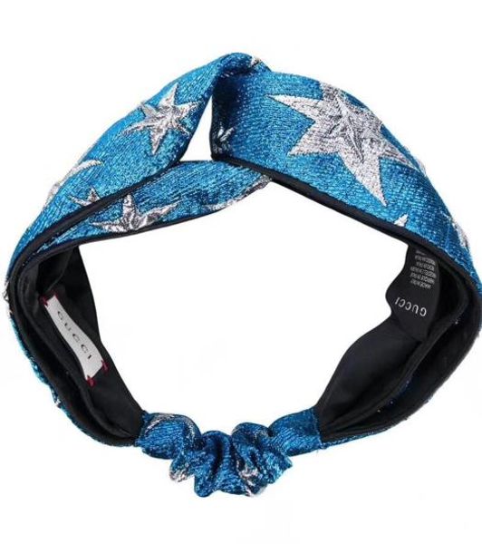 

Дизайнер Эластичные Ободки для Женщин Модный Бренд Blue Star Cross Turban лента для волос У