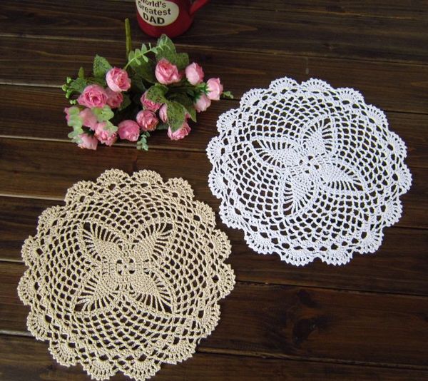 

wholesale-wholesale 100% cotton hand made crochet cup mat,ecru doily ,natural color 30cmx30cm round 10pcs/lot cd029