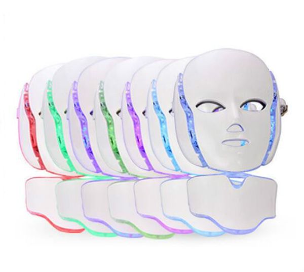 

beauty equipment ptd pn led face neck mask 7 color led treatment skin whitening firming facial beauty mask electric anti-aging mask a575