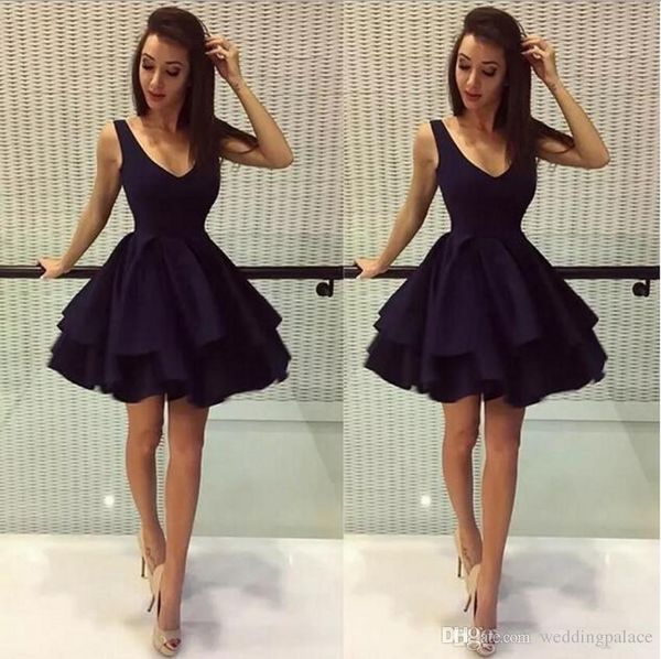 

black short homecoming dresses spaghetti straps v neck above knee length cocktail party gowns prom dress robes de demoiselles d'honneur