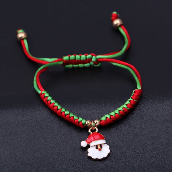 

merry christmas gift womens handmade link bracelets adjustable red green rope charm bracelet for sale, Black