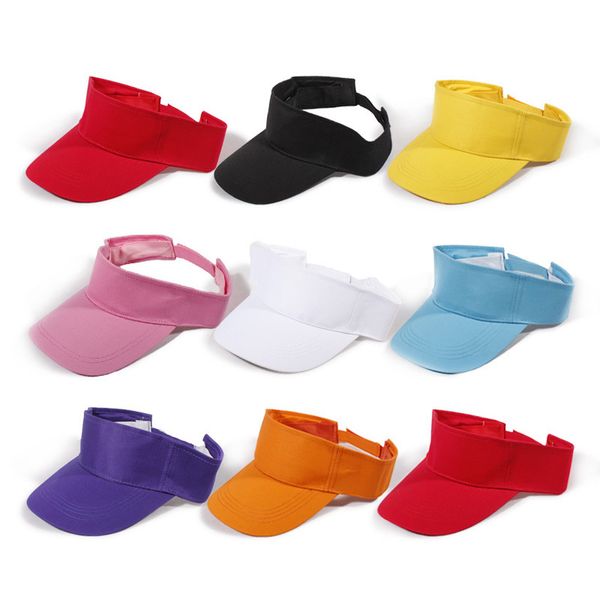 

plain visor sun caps sport hat 8 styles adjustable solid color breathable cotton sunshade tennis caps for tennis beach b2cshop, Black;white