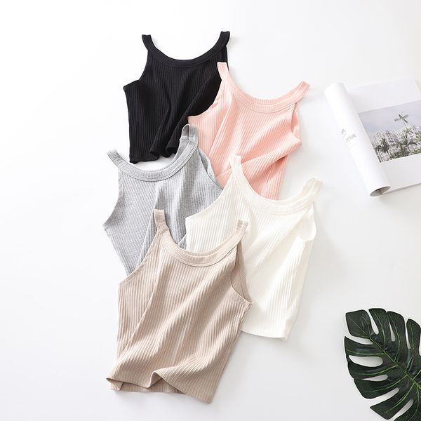 

2018 soft rib navel short women soft tank solid sleeveless vest,camisole vest cropped for ladies, White